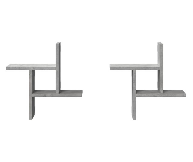 2 db betonszürke szerelt fa fali polc 38 x 12 x 38 cm