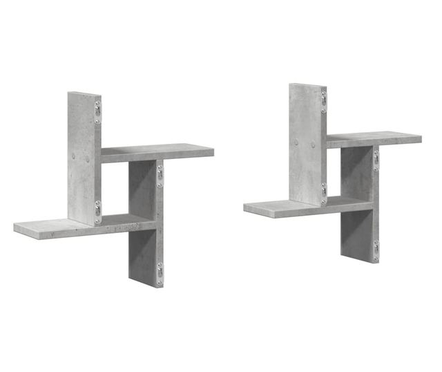 2 db betonszürke szerelt fa fali polc 38 x 12 x 38 cm