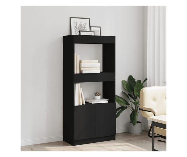 fekete szerelt fa magasszekrény 63 x 33 x 140 cm