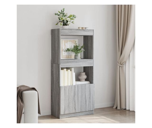 szürke sonoma színű szerelt fa magasszekrény 63 x 33 x 140 cm