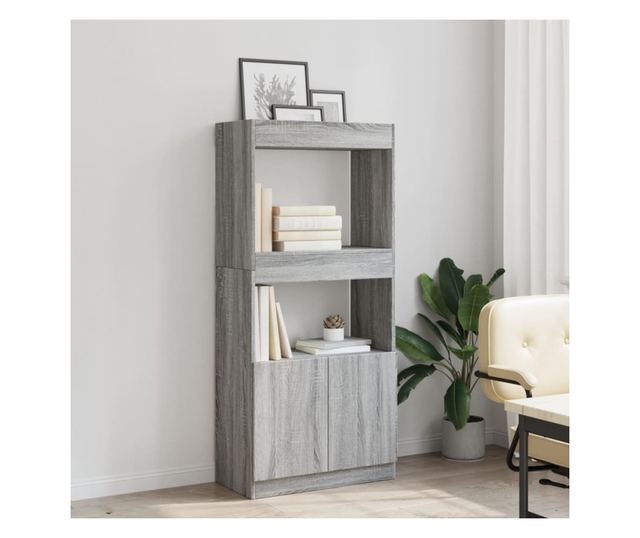 szürke sonoma színű szerelt fa magasszekrény 63 x 33 x 140 cm