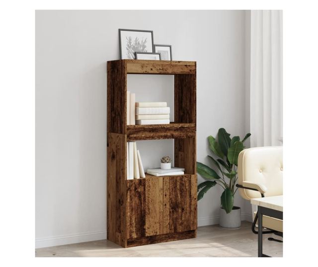 antik fa színű szerelt fa magasszekrény 63 x 33 x 140 cm