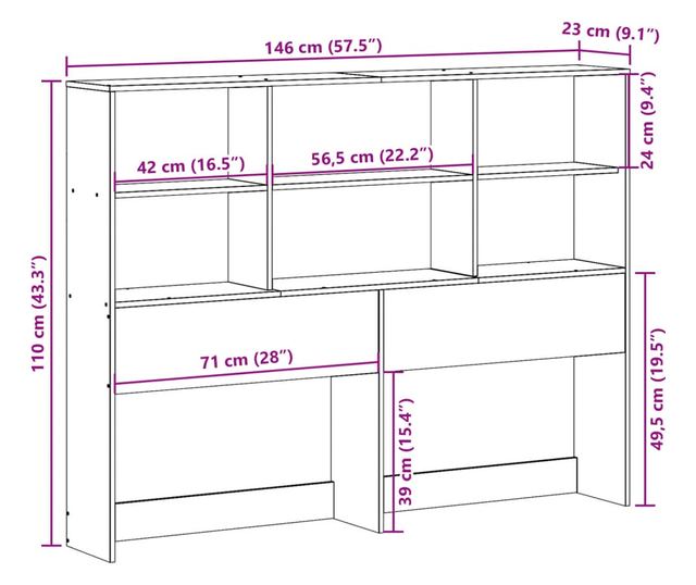 tömör fenyőfa fejtámla tárolóval 140 cm