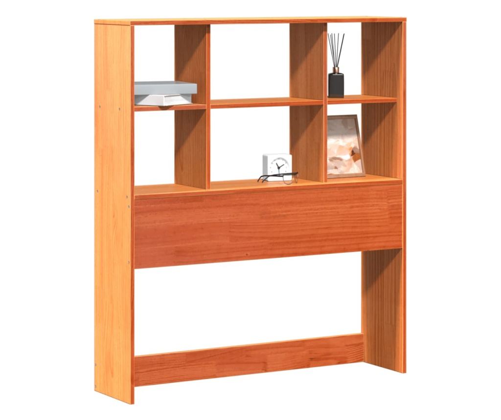 viaszbarna tömör fenyőfa fejtámla tárolóval 90 cm - 2