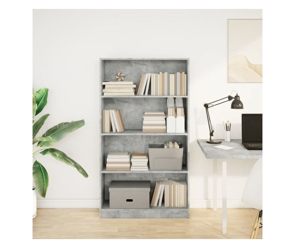 betonszürke szerelt fa könyvespolc 80 x 24 x 143 cm - 3