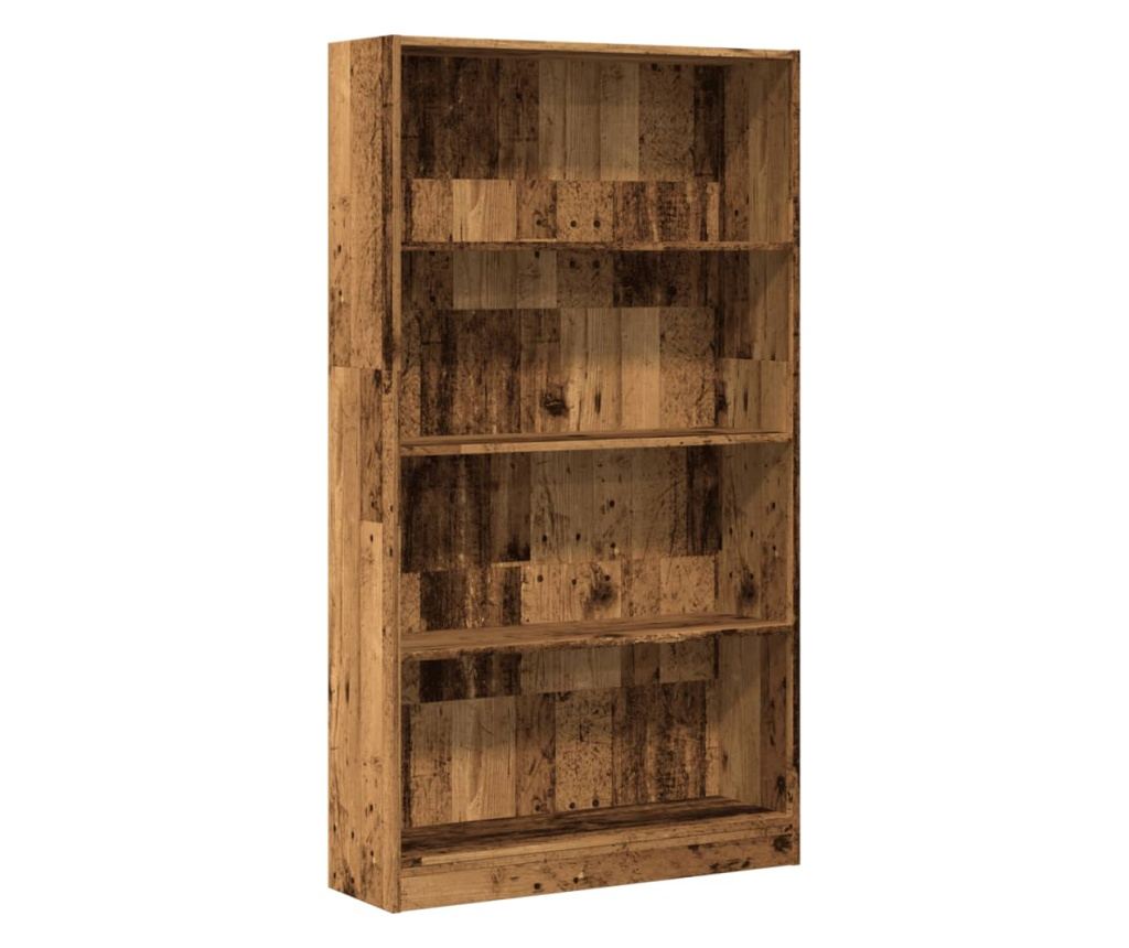 antik fa színű szerelt fa könyvespolc 80 x 24 x 143 cm - 2