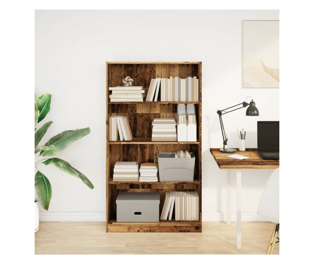 antik fa színű szerelt fa könyvespolc 80 x 24 x 143 cm - 3