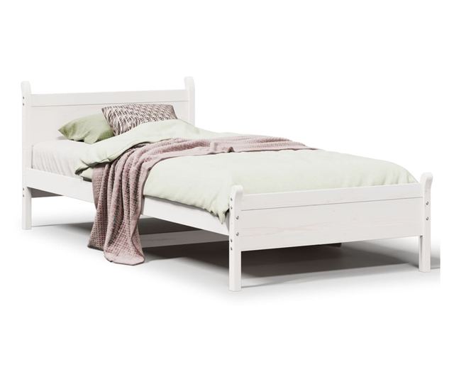 fehér tömör fenyőfa ágy matrac nélkül 100 x 200 cm