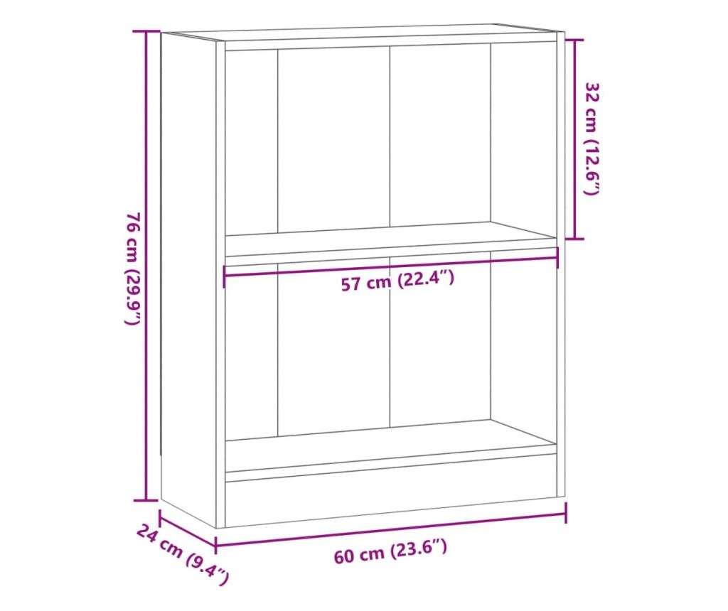 kézműves tölgy szerelt fa könyvespolc 60 x 24 x 76 cm - 9