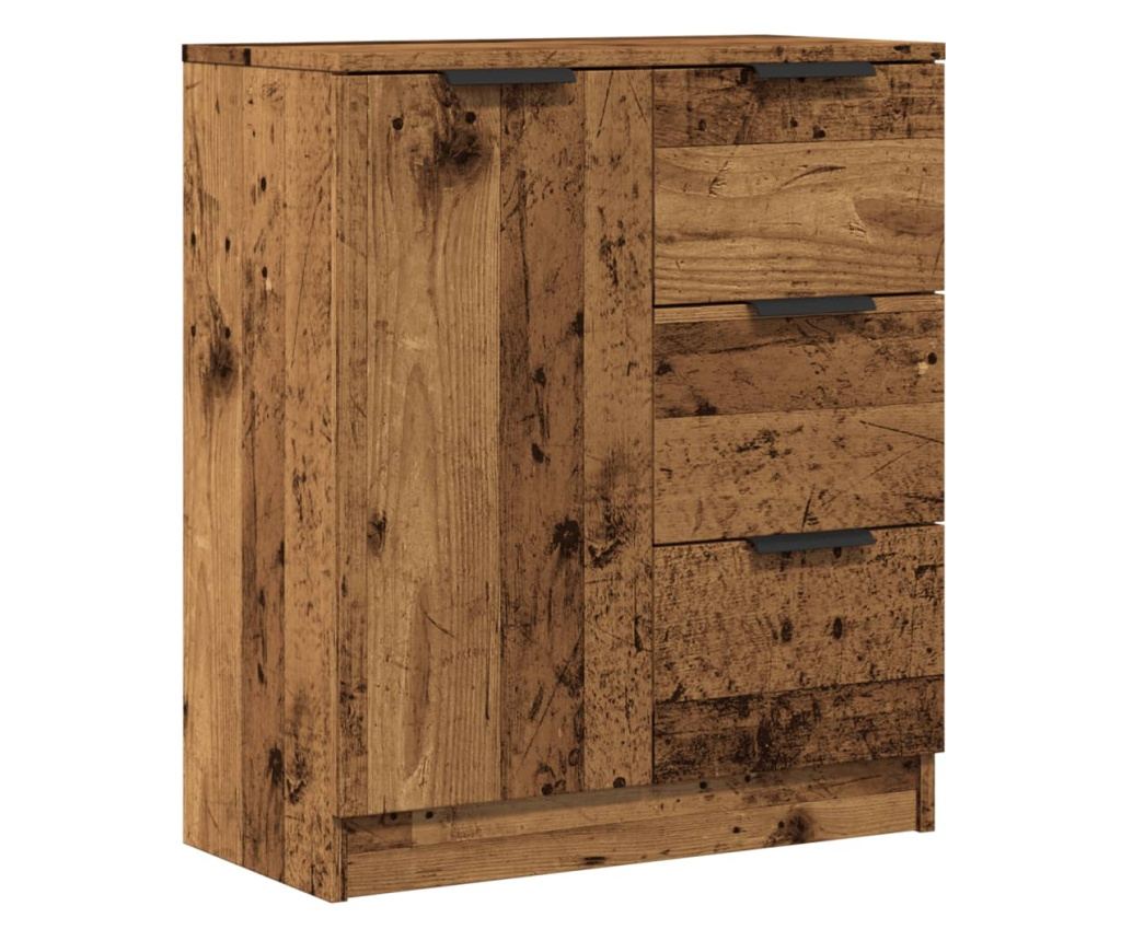 antik fa színű szerelt fa tálalószekrény 60 x 30 x 70 cm - 2