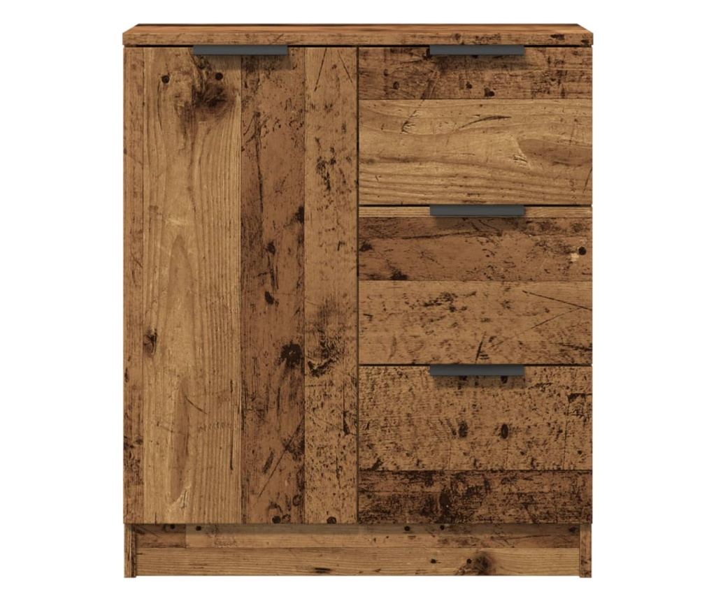 antik fa színű szerelt fa tálalószekrény 60 x 30 x 70 cm - 4