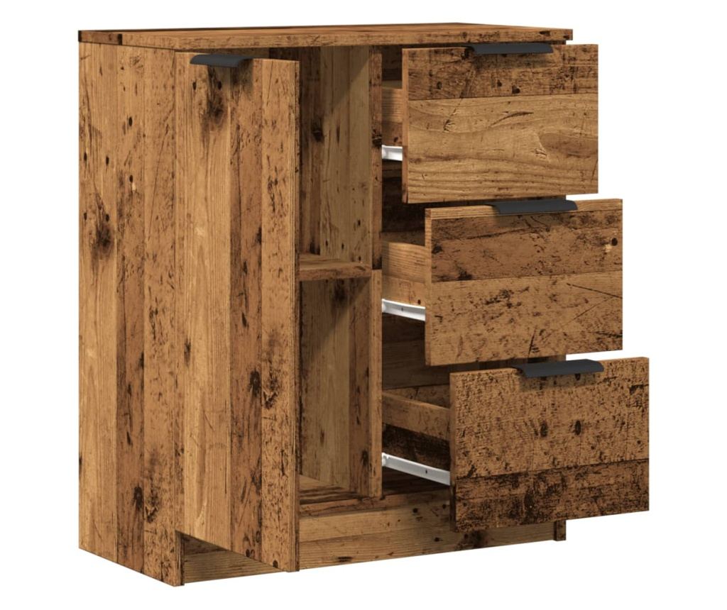 antik fa színű szerelt fa tálalószekrény 60 x 30 x 70 cm - 7