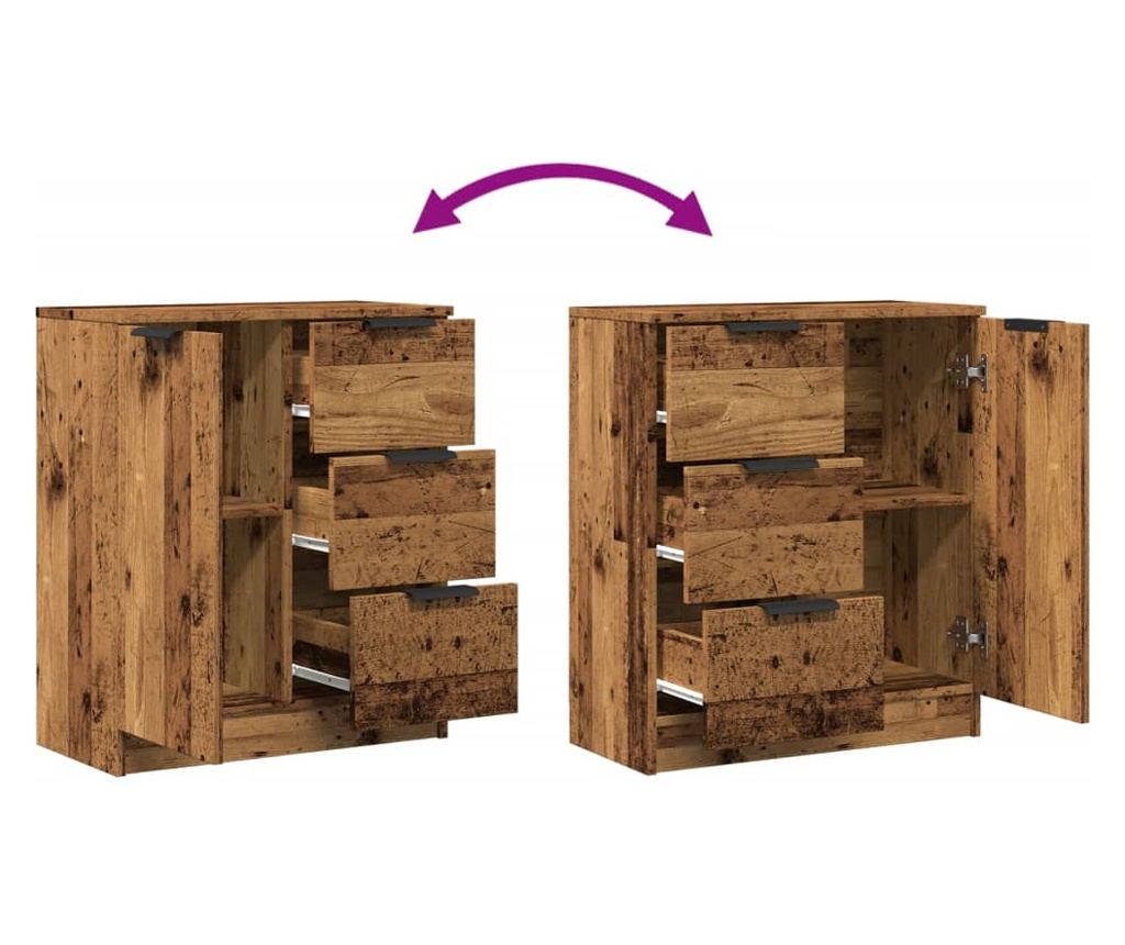 antik fa színű szerelt fa tálalószekrény 60 x 30 x 70 cm - 8