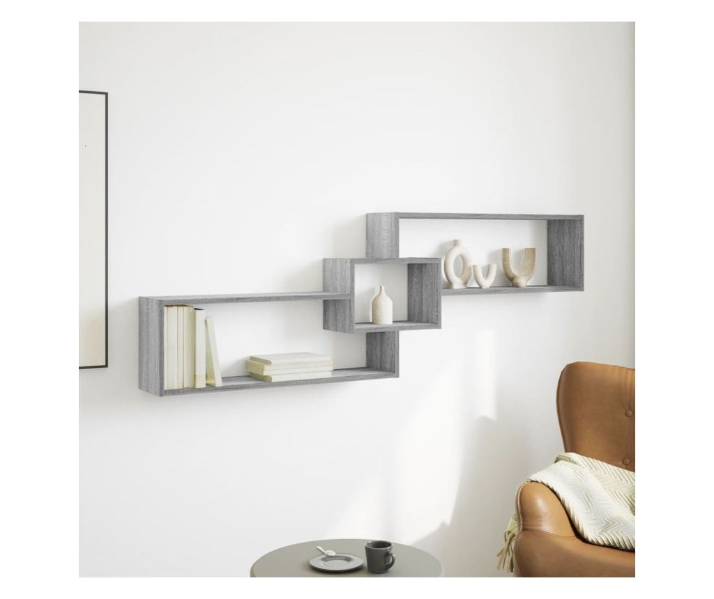 szürke sonoma színű szerelt fa faliszekrény 158 x 18 x 53 cm - 3