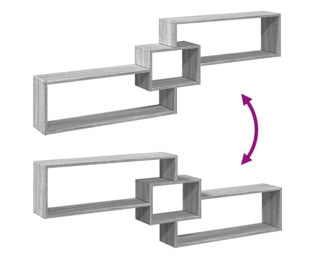 szürke sonoma színű szerelt fa faliszekrény 158 x 18 x 53 cm - 7