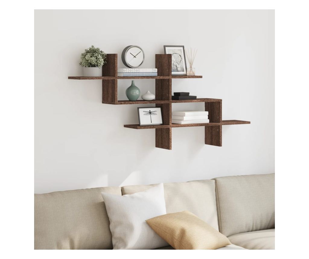 barna tölgy színű szerelt fa fali polc 124,5 x 18 x 60,5 cm - 3