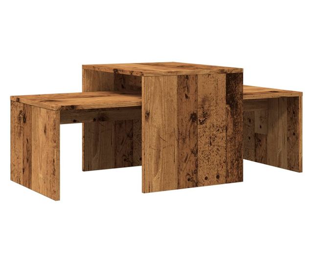 antik fa színű szerelt fa dohányzóasztal 100 x 48 x 40 cm