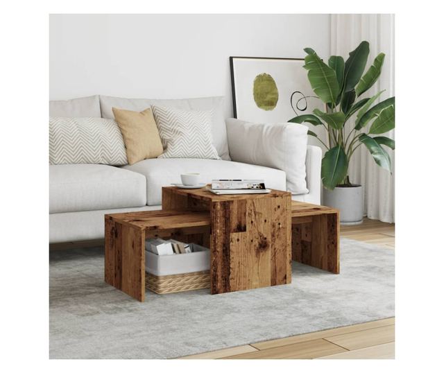 antik fa színű szerelt fa dohányzóasztal 100 x 48 x 40 cm