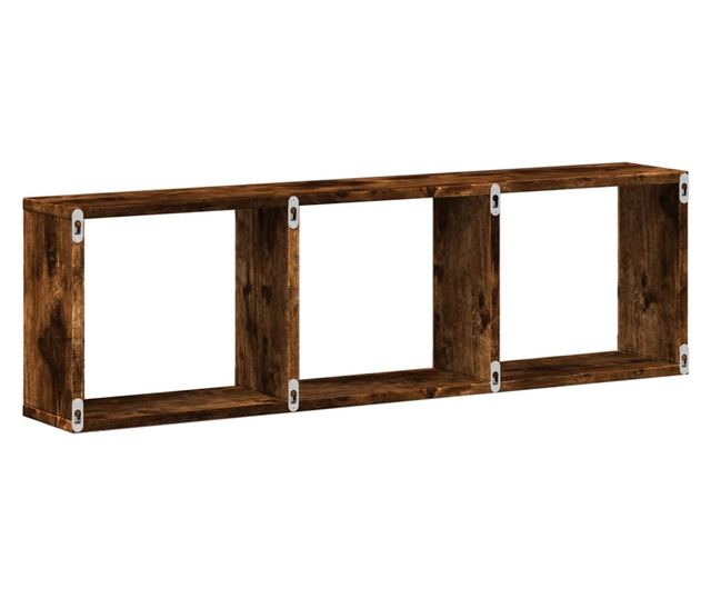 füstös tölgy színű szerelt fa fali szekrény 100 x 16 x 30 cm