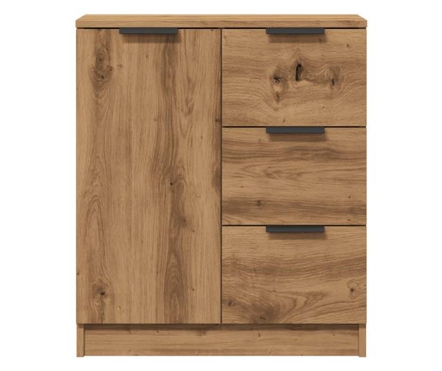 kézműves tölgy színű szerelt fa tálalószekrény 60 x 30 x 70 cm