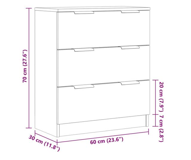 antik fa színű szerelt fa tálalószekrény 60 x 30 x 70 cm