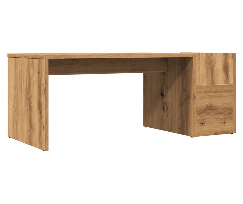 kézműves tölgy színű szerelt fa dohányzóasztal 90 x 45 x 35 cm - 2