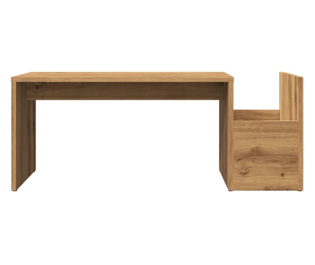 kézműves tölgy színű szerelt fa dohányzóasztal 90 x 45 x 35 cm - 4