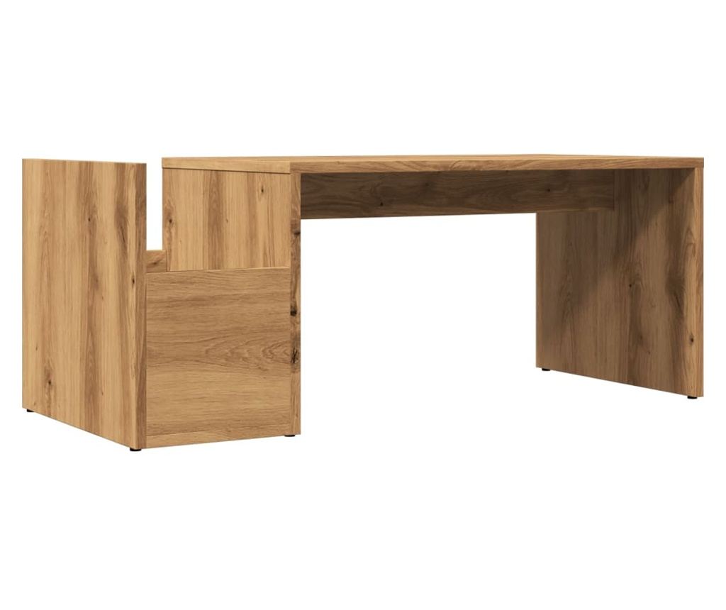 kézműves tölgy színű szerelt fa dohányzóasztal 90 x 45 x 35 cm - 6