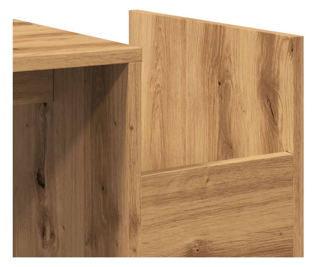 kézműves tölgy színű szerelt fa dohányzóasztal 90 x 45 x 35 cm - 7