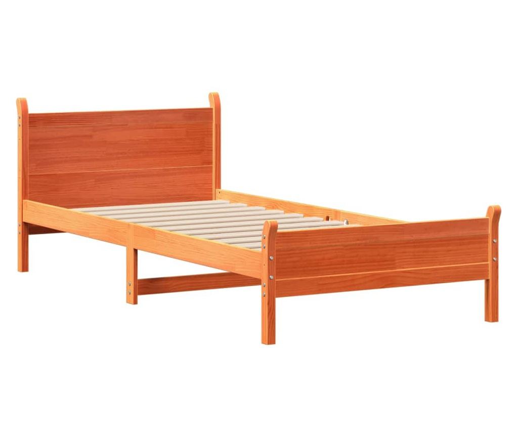 viaszbarna tömör fenyőfa ágy matrac nélkül 75 x 190 cm - 3