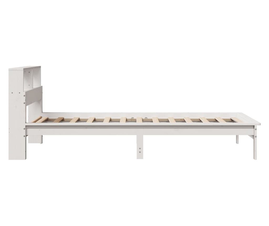 fehér tömör fenyőfa könyvespolcos ágy matrac nélkül 90 x 190 cm - 5