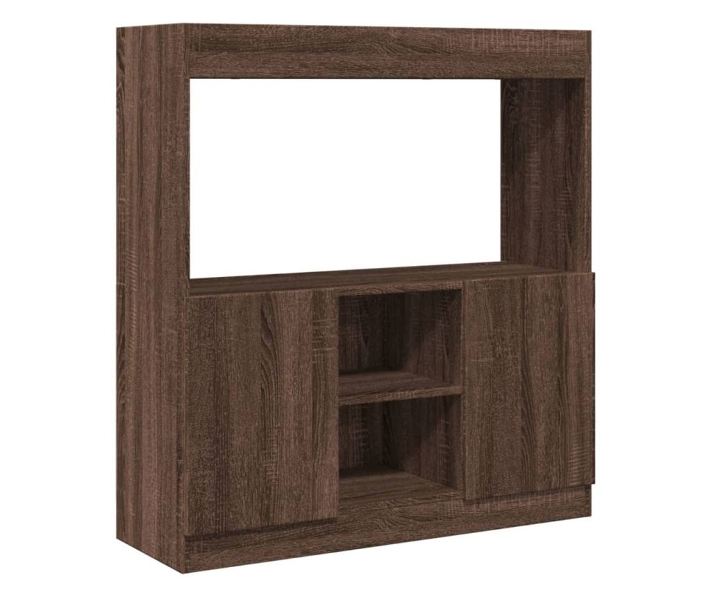 barna tölgy színű szerelt fa magasszekrény 92 x 33 x 100 cm - 2
