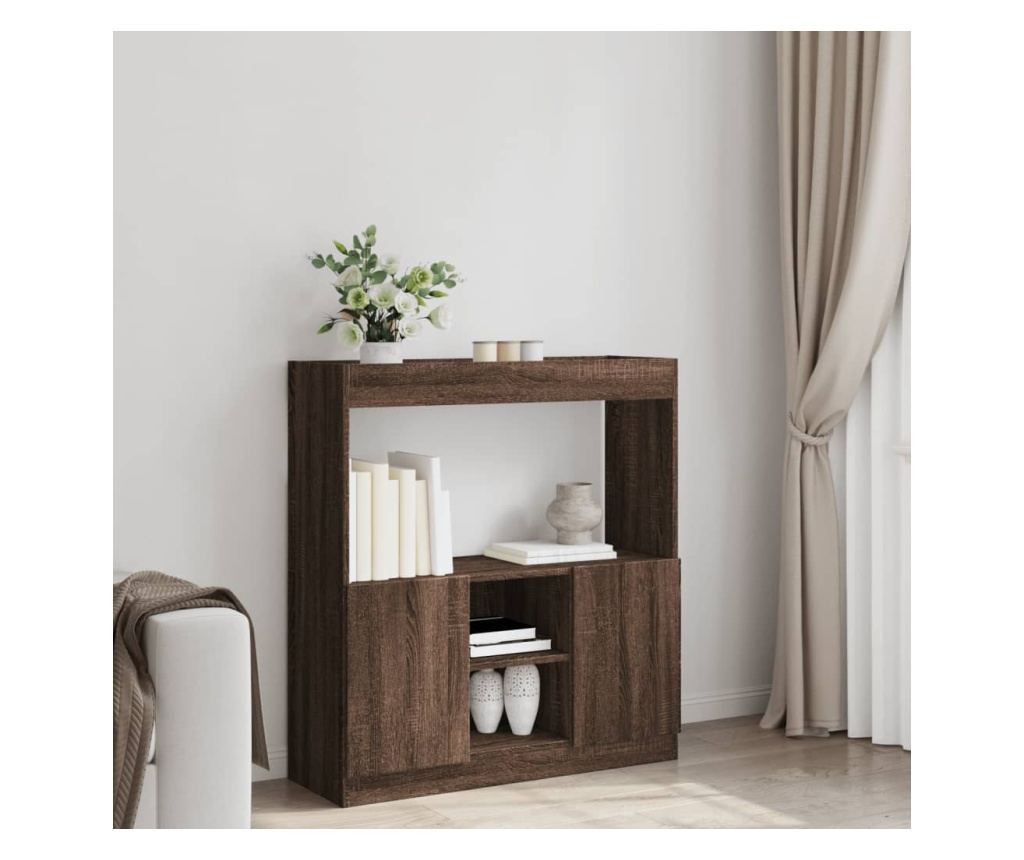 barna tölgy színű szerelt fa magasszekrény 92 x 33 x 100 cm - 3