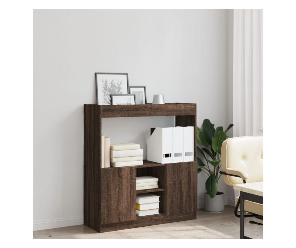 barna tölgy színű szerelt fa magasszekrény 92 x 33 x 100 cm - 4