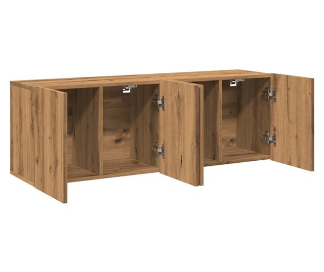 2 db kézműves tölgy falra szerelhető TV-szekrény 60x30x41 cm