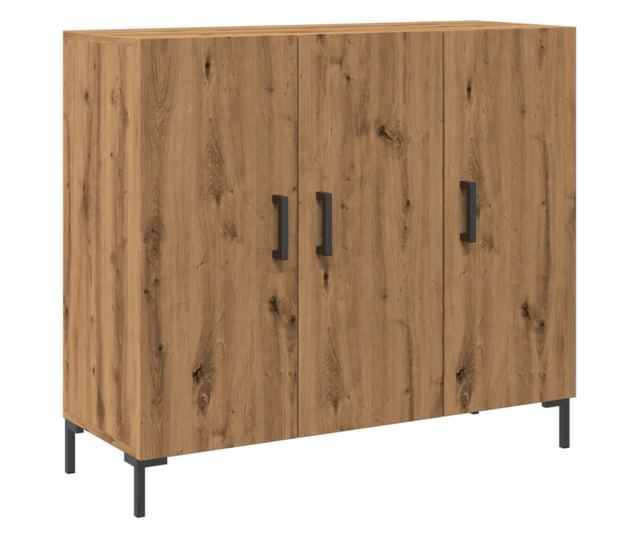 kézműves tölgy színű szerelt fa tálalószekrény 90 x 34 x 80 cm