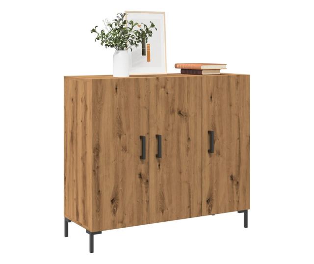 kézműves tölgy színű szerelt fa tálalószekrény 90 x 34 x 80 cm