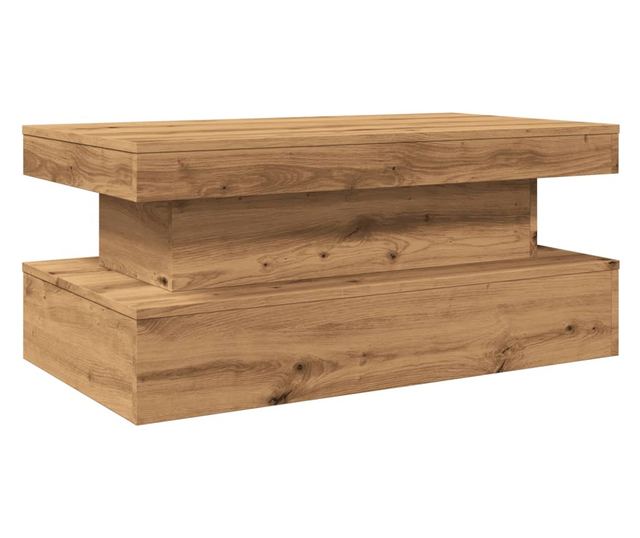 kézműves tölgy színű dohányzóasztal LED-lámpákkal 90x50x40 cm