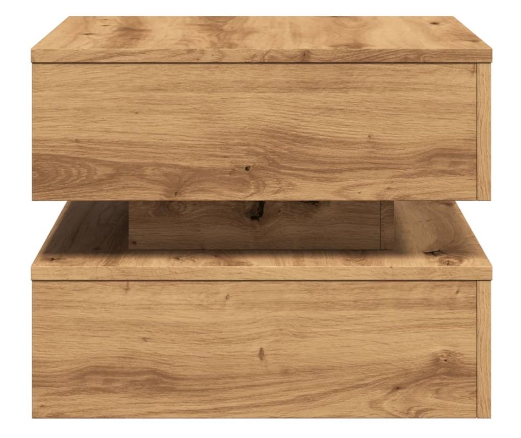 kézműves tölgy színű dohányzóasztal LED-lámpákkal 50x50x40cm - 8