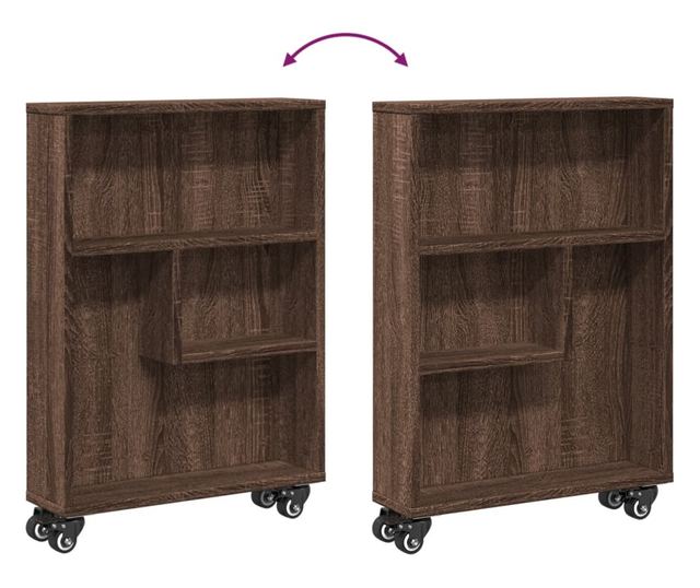 barna tölgy színű szerelt fa keskeny tárolókocsi 48x13x68 cm