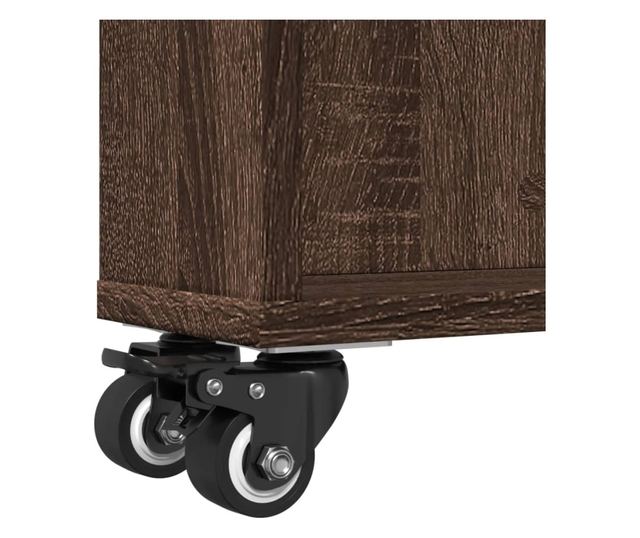 barna tölgy színű szerelt fa keskeny tárolókocsi 48x13x68 cm