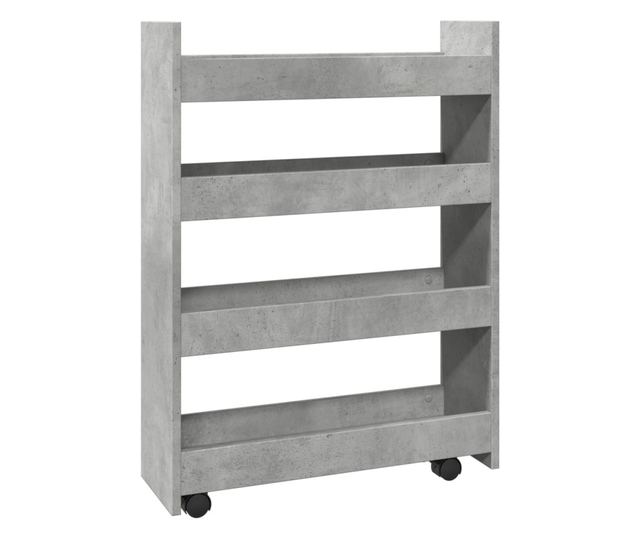 4 szintes betonszürke szerelt fa keskeny tárolókocsi