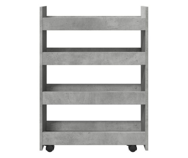 4 szintes betonszürke szerelt fa keskeny tárolókocsi