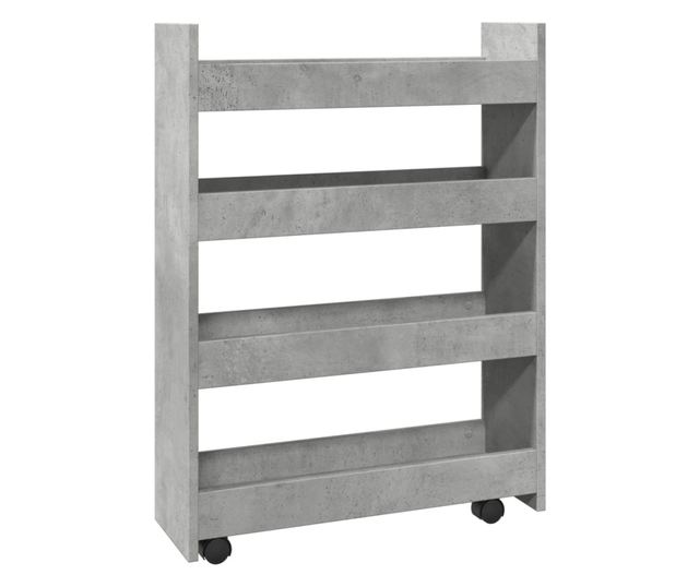 4 szintes betonszürke szerelt fa keskeny tárolókocsi