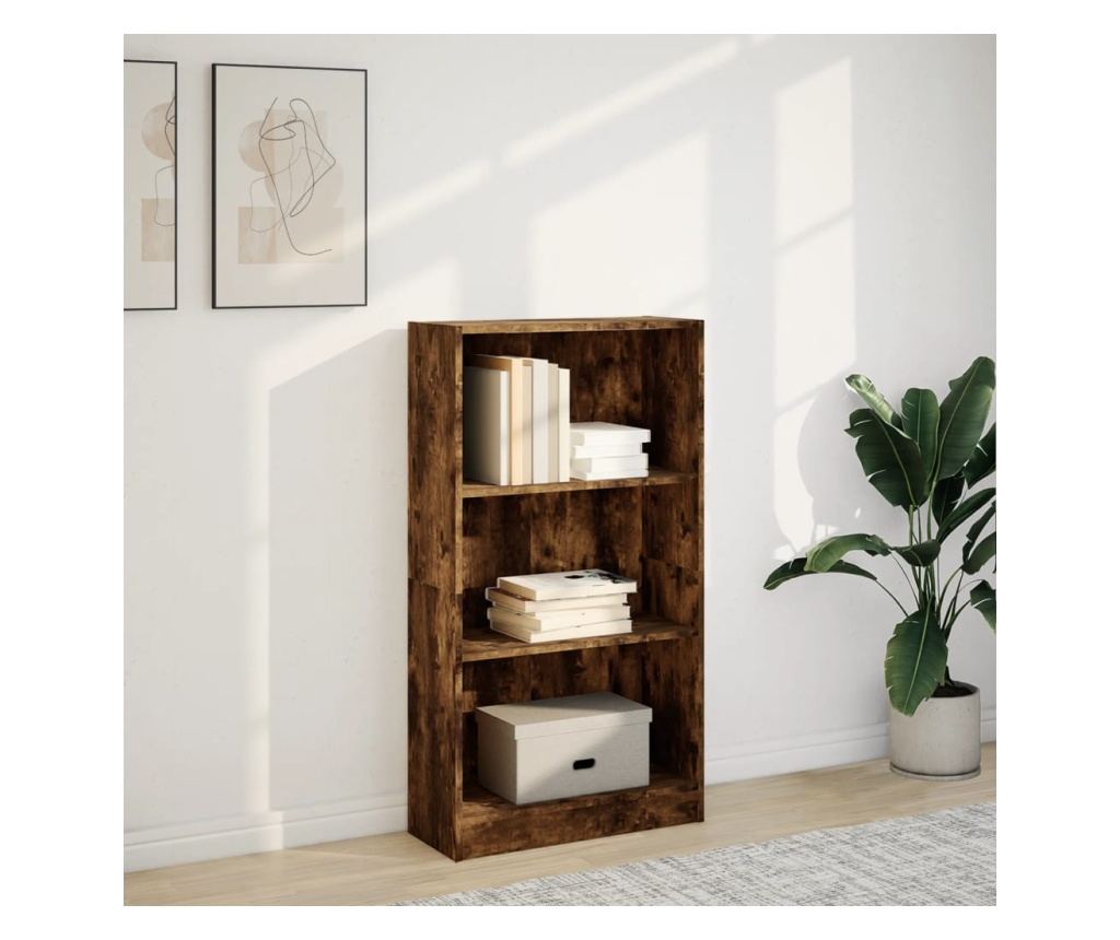 füstös tölgy színű szerelt fa könyvszekrény 60 x 24 x 109 cm - 3