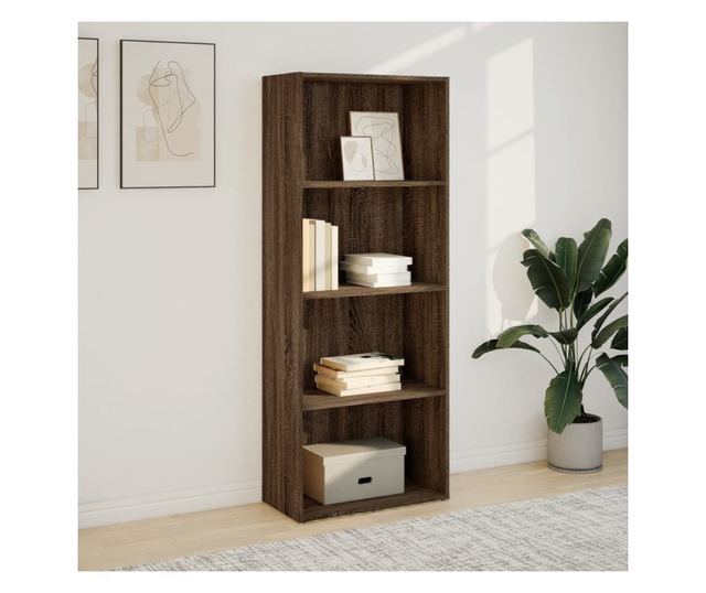 barna tölgy színű szerelt fa könyvespolc 60 x 30 x 152 cm