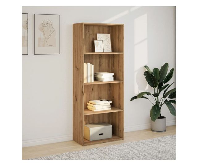 kézműves tölgy színű szerelt fa könyvespolc 60 x 30 x 152 cm