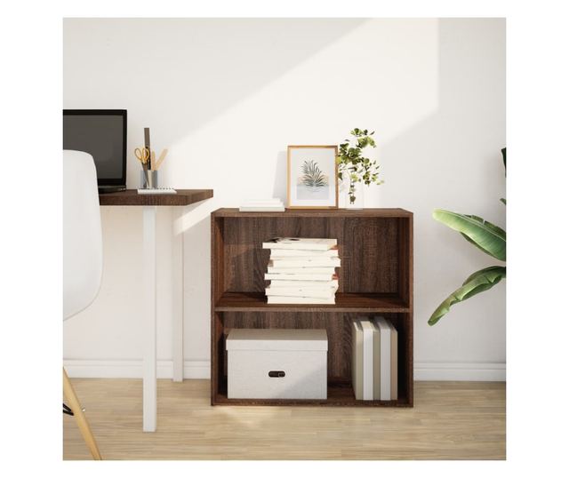 barna tölgy színű szerelt fa könyvespolc 80 x 30 x 77 cm