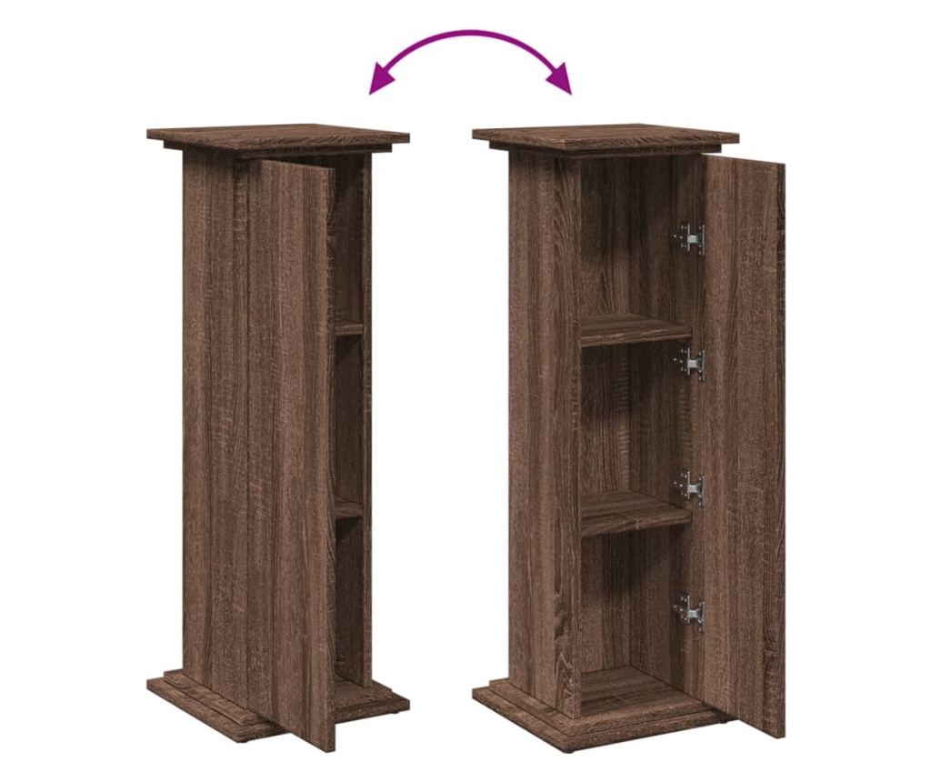 barna tölgy szerelt fa bemutatóállvány tárolóval 31x30x90 cm - 9