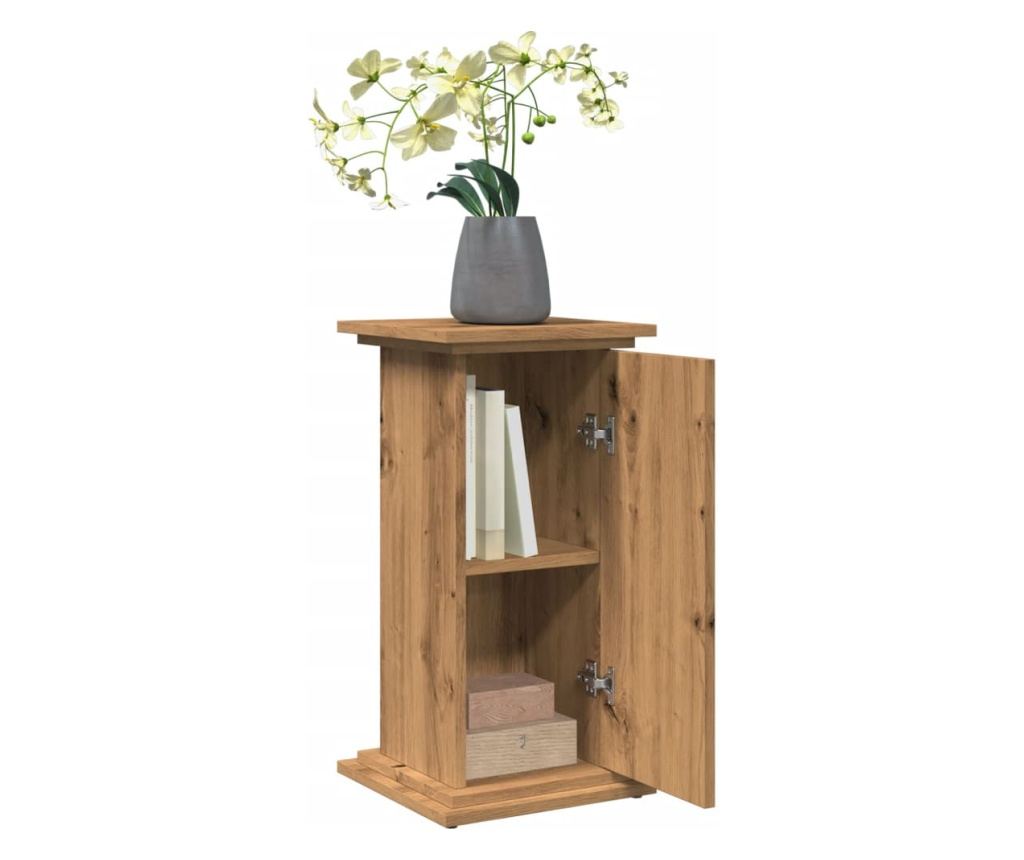 kézműves tölgy szerelt fa bemutatóállvány tárolóval 31x30x60 cm - 4